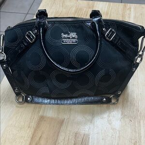 Coach Black and Silver Patterned Satchel